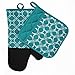 Shaped Oven Mitts and Pot Holders Set of 2 for Kitchen Set With Cotton Neoprene Silicone Non-Slip Grip, Heat Resistant, Oven Gloves for BBQ Cooking Baking, Grilling, Machine Washable (Blue Neoprene)