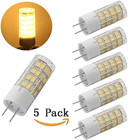 LED G8 Light Bulb Warm White 3000k T4 G8 Base Bi-pin Xenon JCD Type LED 120V 50W Halogen Replacement Bulb for Under Counter Kitchen Lighting, Under-cabinet Light, Puck light (pack-5)