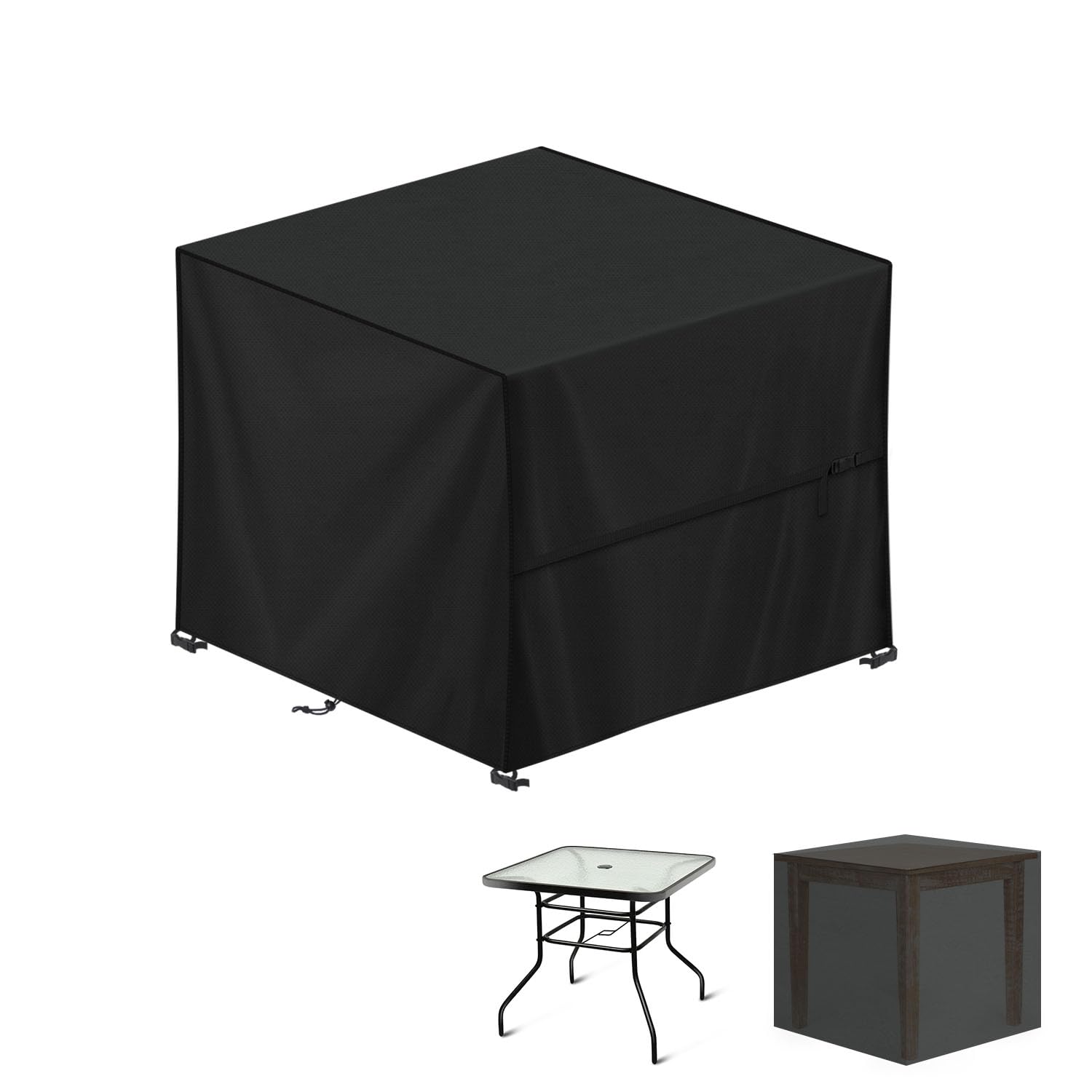 LAMUNI Cube Garden Furniture Cover, 90x90x90cm Rattan Cube Table Cover, 420D Oxford Patio Set Covers Waterproof Outdoor Garden Square Table Cover Windproof Patio Table and Chairs Covers