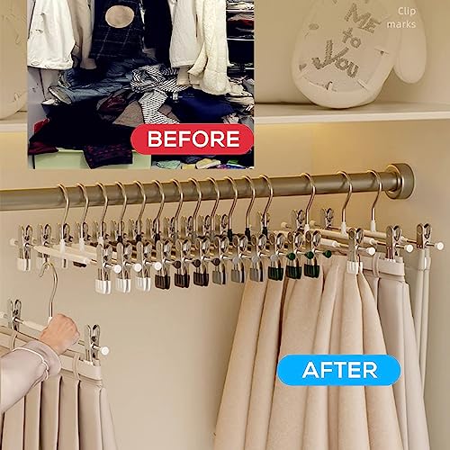 10Pack Trouser Hangers -Skirt Hangers with Adjustable Non Slip Clips Strong Chrome- Space Saving Pant Hangers,Heavy Duty Metal Hangers for Shorts Jeans Trousers Clothes Hangers (Black)