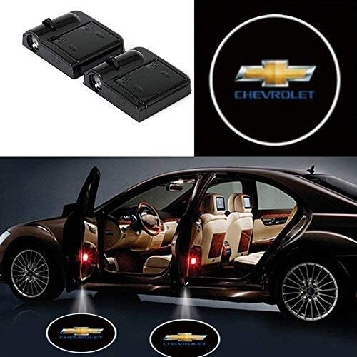 2Pcs Wireless Universal Car Projection LED Projector Door Shadow Light Welcome Light Laser Emblem Logo Lamps Kit No Drilling Required for Chevrolet