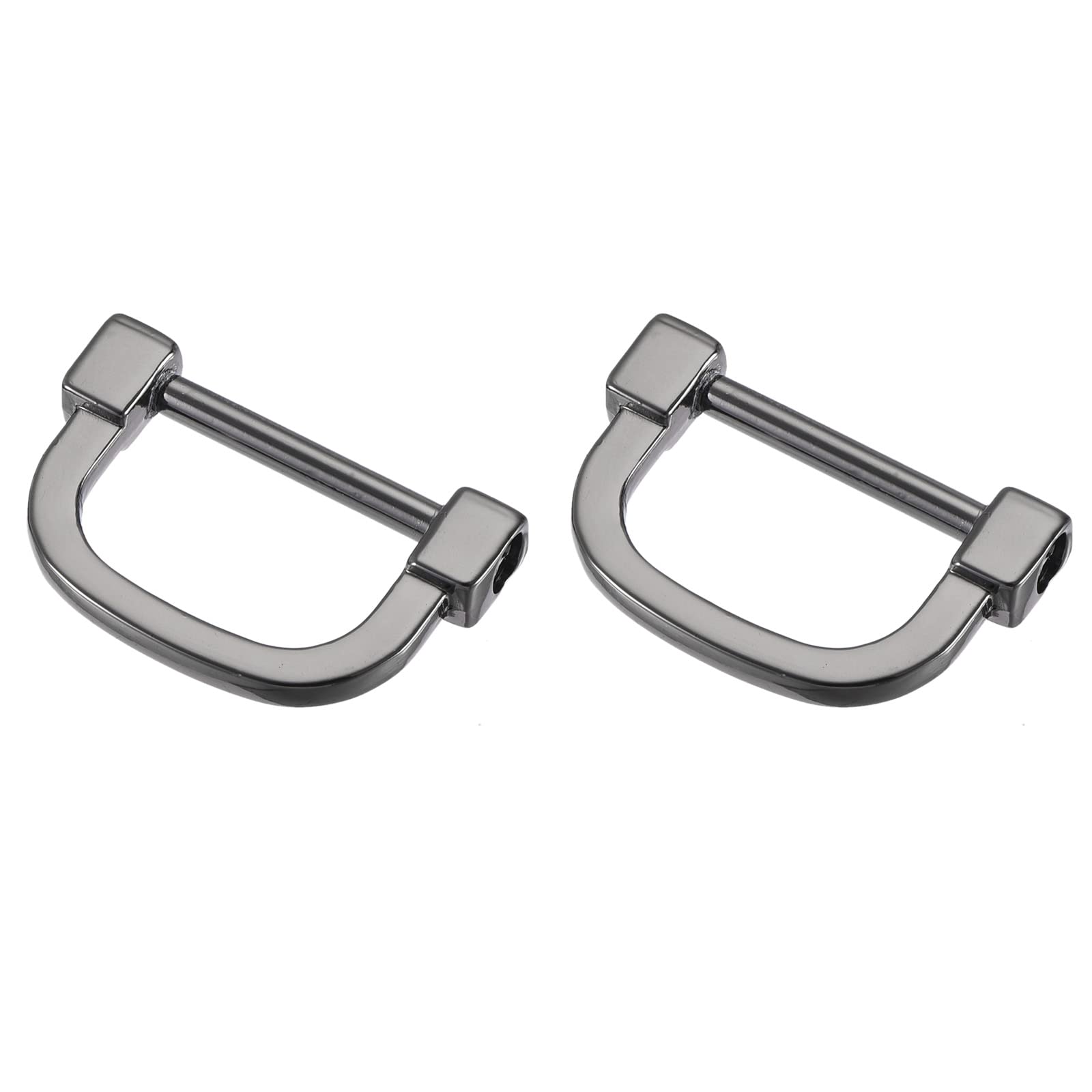 METALLIXITY Horseshoe D-Rings (30mm) 2pcs, Screw-in U-shaped Buckles Shackle - for Car Keys Keychain Bags Leather Crafts, Drak Gray