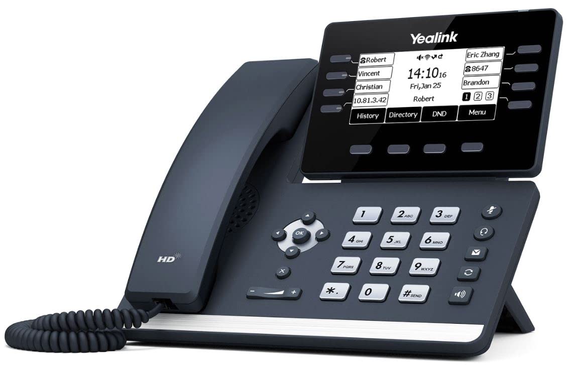 Yealink SIP T53W HD Prime Business IP Corded Phone with Adjustable 3.7 Inch Colour LCD Screen, Built-In Bluetooth 4.2 & Dual Band 2.4G/5G Wi-Fi – Black