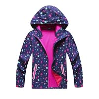 ChooTeeYeen Kids Rain Jackets Light Waterproof Hooded Rain Coats Windbreakers for Girls Star 8/9