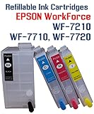 T252XL Refillable Ink Cartridges - WorkForce WF-7210 WF-7710 WF-7720 printer Refillable ink cartridge package 4 Refillable ink cartridges with Auto Reset Chips