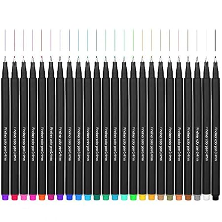 Newdoer Fineliner-Set, 0,4 mm, Stifte für Bullet-Journal-Künstler, zum Zeichnen/Skizzieren, 24 Stück