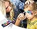 Face Paint Kit: 16 Vibrant Colors, 40 Stencils, Gold/Silver Glitter, 3 Brushes - Professional Water Based Non Toxic Paint Palette For Play, Party, Body Art