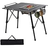 HIKISM IGT Camping Table with Extended Frames, Portable and Foldable Outdoor IGT Camp Tables, Ultralight Height Adjustable Ca
