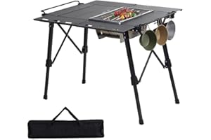 HIKISM IGT Camping Table with Extended Frames, Portable and Foldable Outdoor IGT Camp Tables, Ultralight Height Adjustable Ca