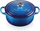 Le Creuset Signature Cast Iron Round Casserole 22 cm Azure with Lid