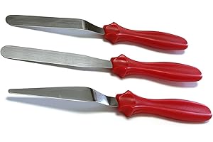 halteoly Small Offset Spatula,Icing Spatulas for cakes of Straight4-5/8",Offset4-1/2",Tapered4-1/8" Stainless Steel Blade,Ang