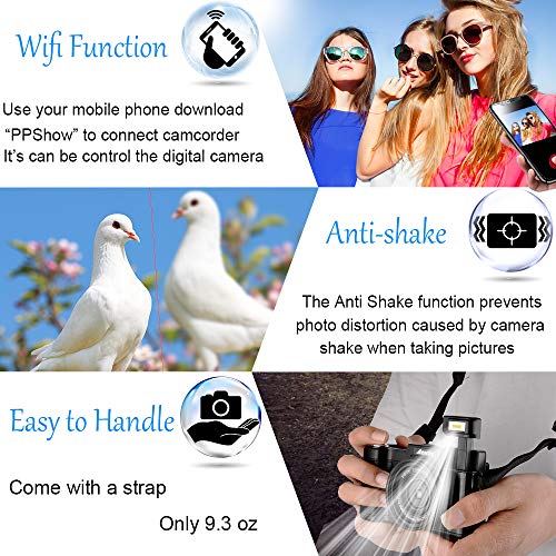 Digital Camera,Vlogging Camera for YouTube 2.7K 24.0MP Ultra HD WiFi Camera 3.0 Inch 180 Degree Rotation Flip Screen (Black)