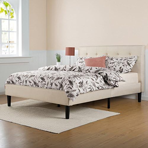 Priage Upholstered Button Tufted Platform Bed with Wooden Slats-Full