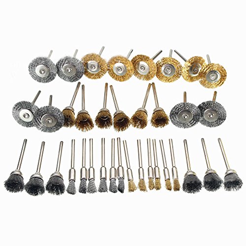 36 PC Brass Wire Wheel Brushes for Dremel Accessories Rotary Tools Polish Clean - Thumbnail 3