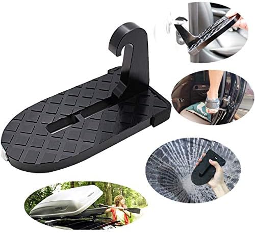 Car Doorstep With Safety Hammer, HELLOYEE Vehicle Doorstep Hooked on U Shaped Slam Latch