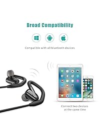 Auriculares Bluetooth GIARIDE inalámbricos deportivos, HIFI graves profundos estéreo con cancelación de ruido, ganchos para los oídos desmontables con micrófono a prueba de sudor, impermeables para correr, gimnasio, entrenamiento, correr