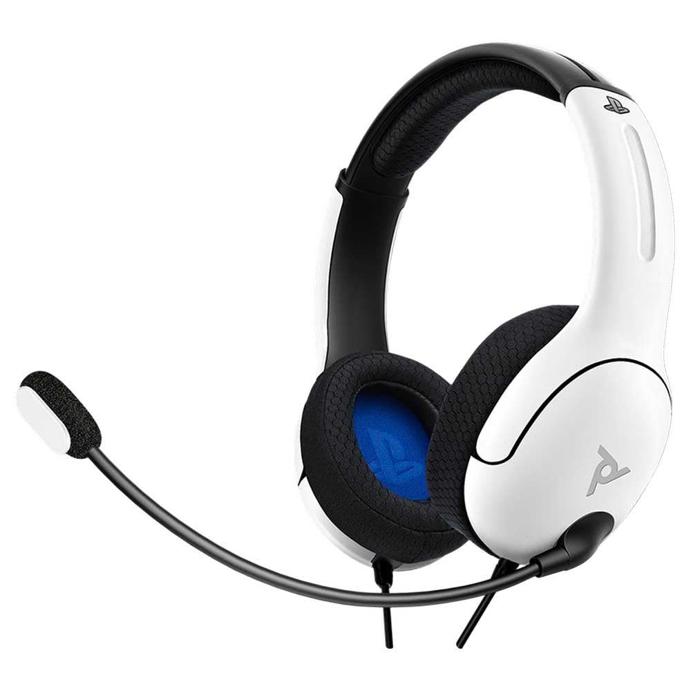 PDP AIRLITE Wired Stereo Gaming Headset, Officially Licensed by Sony PlayStation 5, PS5/PS4/PS3/PC, Lightweight Durable Headphones, 3.5mm audio jack, Noise-canceling Flip-to-Mute Mic, Frost White