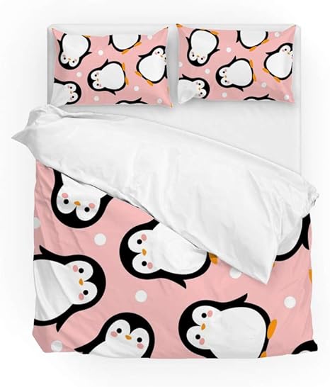 Amazon Com Lifecustomize 3 Piece Soft Duvet Cover Bedding Set Cute Penguin Quilt Comforter Cover With 2 Pillowcases Twin Size Home Kitchen