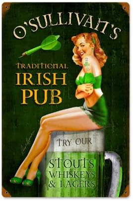Irish Pub Pinup Girls Vintage Metal Sign 12 X 18 Steel Not Tin