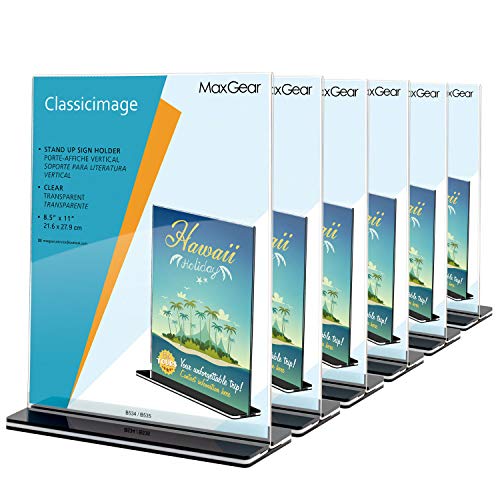 MaxGear Acrylic Sign Holder 8.5 x 11 Acrylic T Shape Table Top