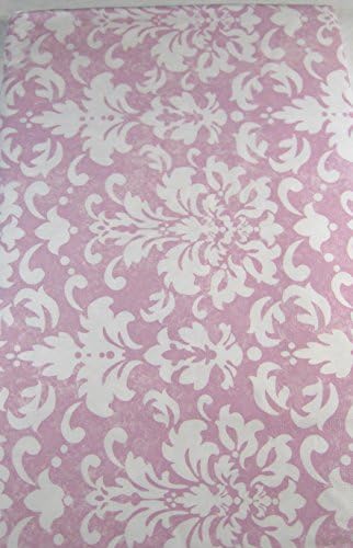 Fleur De Lis Flannel Back Vinyl Tablecloths Pastel Pink &amp; White Assorted Sizes (52 x 90 Oblong)