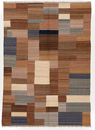 Hand Woven Oriental Kilim Rug - Multi Colored Flat Weave Area Wool Carpet - 5.5'x7.7'