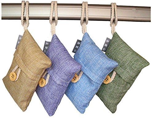 EWALKING Air Purifying Bamboo Charcoal Deodorizer Bag 4 packs*100g for Fridge,Freezers,Closet,Car,Shoes,kitchens,basements,bedrooms,living areas