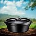 Bruntmor Pre-Seasoned Cast Iron Dutch Oven with Flanged Lid Iron Cover, for Campfire or Fireplace Cooking, Flat Bottom 6-Quart (6 Quart)