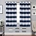 Turquoize Striped Curtain Room Darkening Grommet Unlined Window Curtains Navy Blue Striped Curtain Panels for Living Room/Bedroom Set of Two Panels Each 52 x 63 - Inch