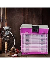 Stalwart   Caja de herramientas y almacenamiento con 4 compartimentos para herramientas, accesorios de pesca, perlas, etc.