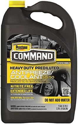 Prestone Command Nitrite Free Extended Life Antifreeze and Coolant Prediluted, Yellow, 1 Gallon, Pack of 6