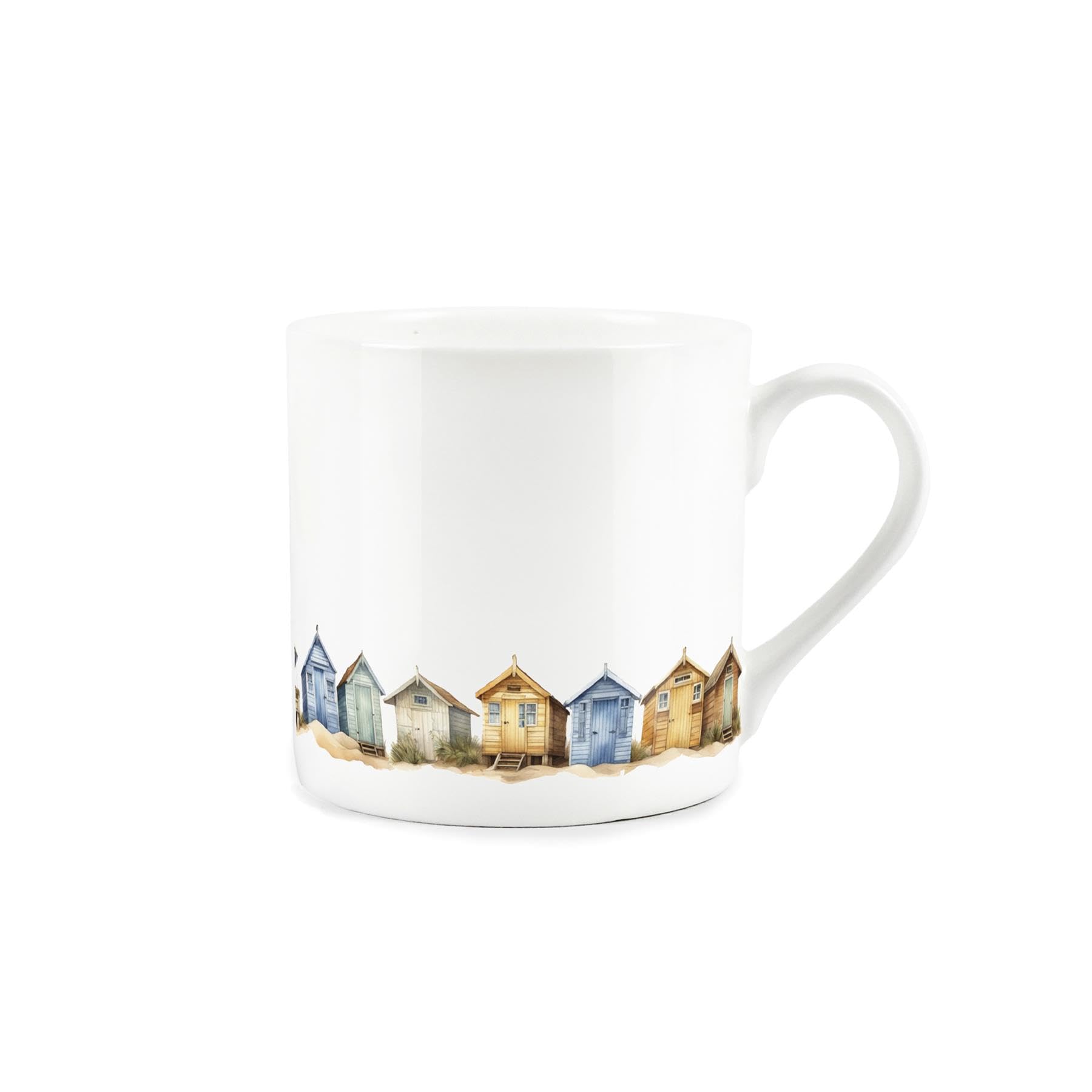 Beach Huts Mug - Coastal Beach Seaside Themed Gift Present - Bone China Tea/Coffee Cup
