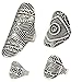 Q&Q Fashion Silver Plated Pack of 4 Vintage Tribal Indian Mayan Calendar Aztec Warrior Band Men Biker Ring