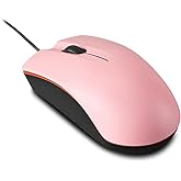 Guiheng Wired mini Mouse, USB Wired Computer Mice for Right or Left Hand, Ergonomic Computer Mouse with Durable Clicks for PC, Computer, Laptop, Desktop, Chromebook, Notebook, Mac (Pink)