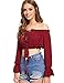 Floerns Women's Off Shoulder Long Sleeve Crop Top Blouse Tee