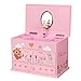 SONGMICS Ballerina Music Jewelry Box for Little Girls 3 Drawers Lovely Rabbit and Fox Pink UJMC004