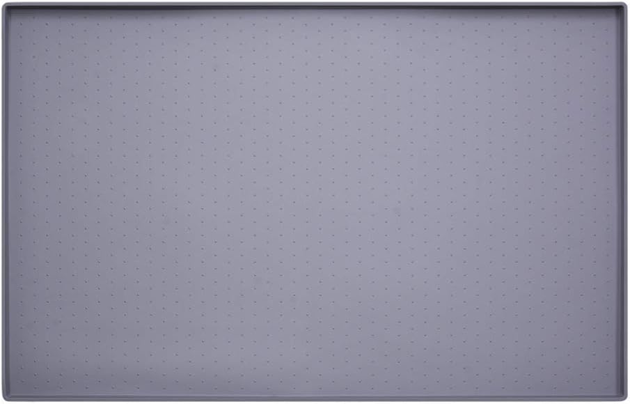 MOACC Dog Food Mat, Silicone Pet Feeding Mat, Non Slip & Waterproof Bowl Mat for Dog and Cat 47 x 30 cm, Grey Dot Pattern