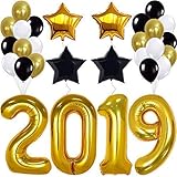 2018 BALLOONS NEW YEAR GRADUATION - Gold, 2018 Foil Mylar Number - Graduation Party Supplies - Graduation Decorations - Gold Black White Balloons for Events New Years Eve Party Supplies, Large 40 Inch