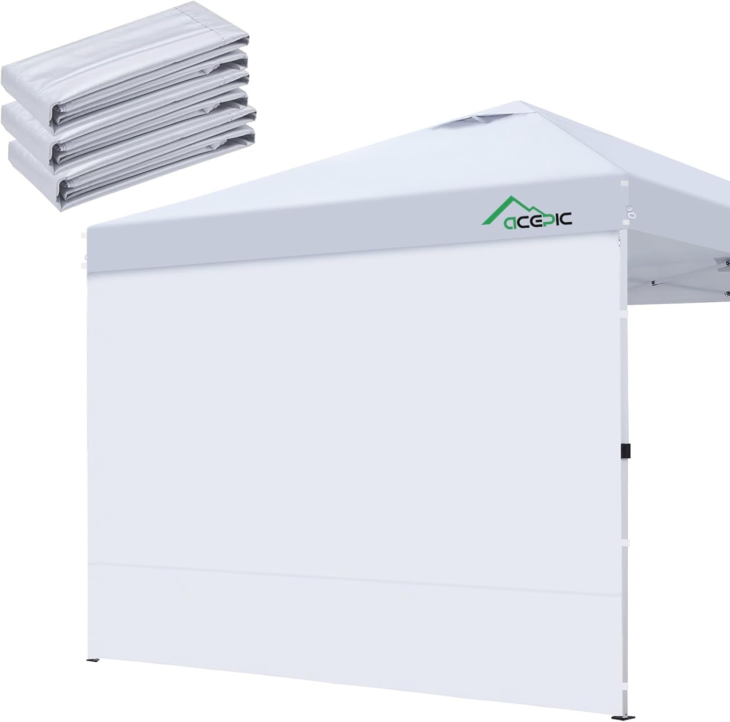 Acepic 3 PCS Gazebo Side Panels 3m x 3m, Gazebo Sides Panels Only with 210D Oxford Fabric, Windproof and Rainproof, Privacy in 3x3M Gazebos Tent for Party, Outdoor, Seaside Camping(White)