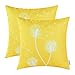CaliTime Pack of 2 Canvas Throw Pillow Covers Cases for Couch Sofa Home Decoration Solid Dandelion Print Both Sides 18 X 18 Inches Vibrant Yellow
