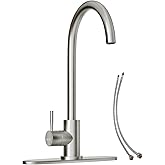 SOLVEX Kitchen Sink Faucet Single Handle High Arc Kitchen Faucet Stainless Steel Brushed Commercial Sink Faucets Modern 1 or 3 Hole Faucet with Deck Plate SP-10020-1