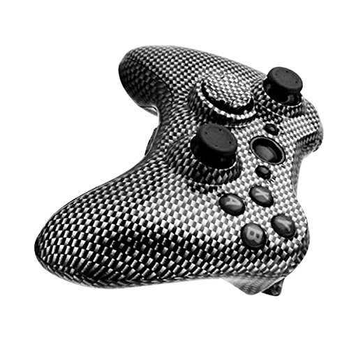 SQDeal Carbon Grain Full Replacement Housing Hydro Dipped Controller Shell Case Button Kit for XBOX ONE Wireless Controller-Black Silver - Thumbnail 3