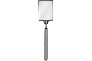 MAG-MATE 318 Telescoping Rectangular Glass Inspection Mirror, 3-1/2" x 2-1/2" Glass Telescoping Mirror with Collapsible Stainless Steel Shaft, Comfortable Grip, 37" Extended Length