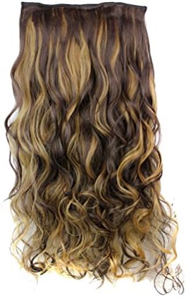 Zhuhaitf 1 Piece 5clips Clip in Hair Extensions Long Curly Fashion Full Head Wig