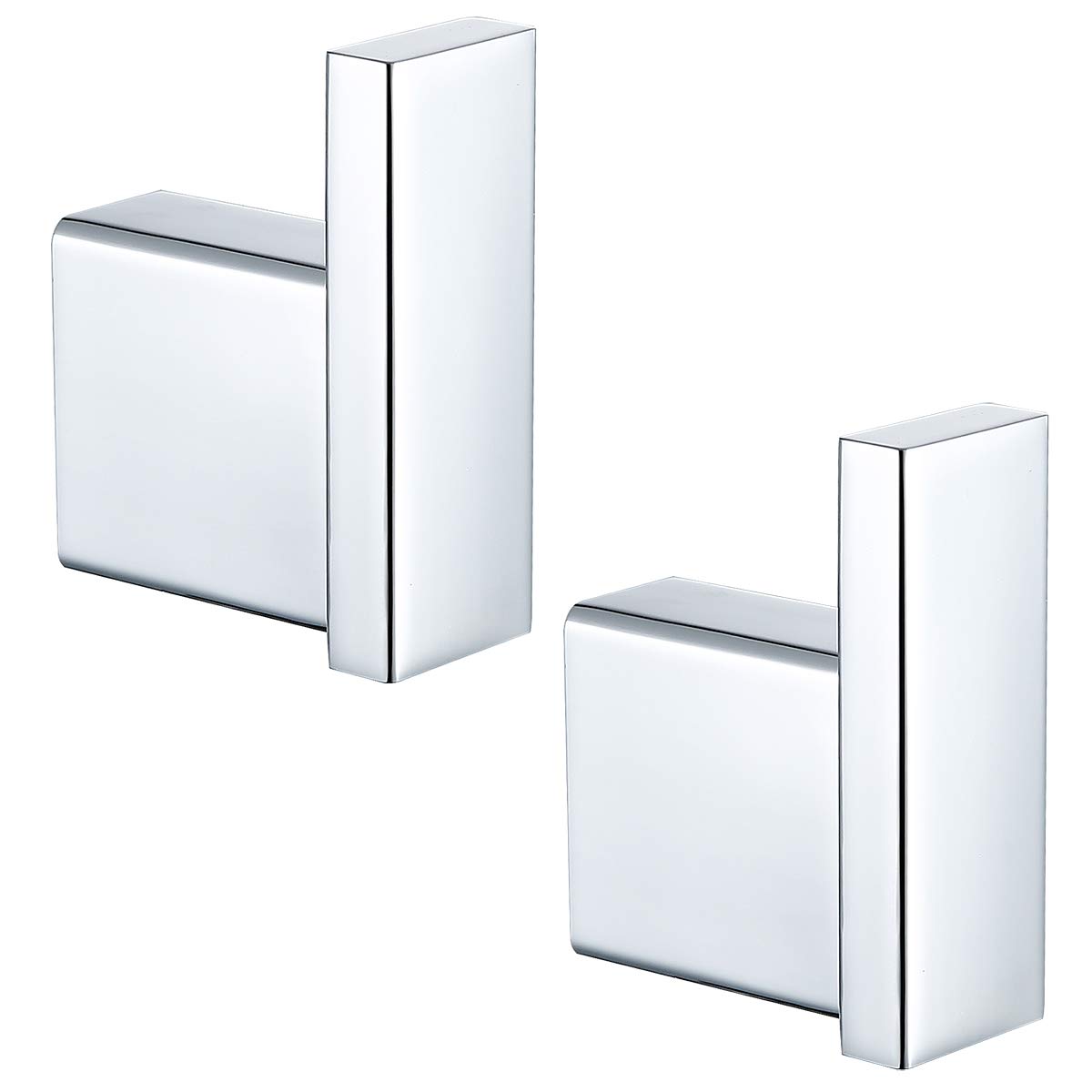 RANDOM Towel Robe Hooks Bathroom Hardware Accessories Coat Hook 304 Stainless Steel Clothes Hook for Bath Kitchen Contemporary Hotel Style Wall Mounted 2 Pack. (Square, Chrome)