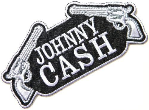 JOHNNY CASH Country Music Logo Jacket T shirt Patch Sew Iron on Embroidered Cloth ,Size 4.75Inch X 2.25Inch