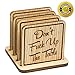Navady Natural Wood Coasters with Holder Set of 4 (3.9 x 3.9 Inches), Wooden Table Coasters for Drinks, Funny Coasters, Funny Housewarming Gifts, New Home Gift Ideas (Funny Quote)