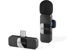 BOYA Wireless Lavalier Microphone for Android USB C Smartphone Tablet External Mini Lapel Type C Microphone for iPhone 15 Cli