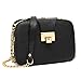 forestfish Ladies’ Black PU Leather Shoulder Bag Purse Evening Clutch Bags Crossbody Bag with long Metal Chain Strap, Black