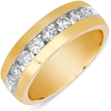 Men's 8 Stone Diamond Ring in 14K Yellow Gold with 1.38CT Diamonds